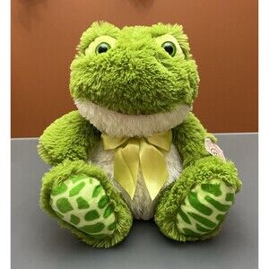 Frog Plush Stuffed Toy 12” Love’s Travel Pals Green Bow Smile Cuddle Lovie Soft